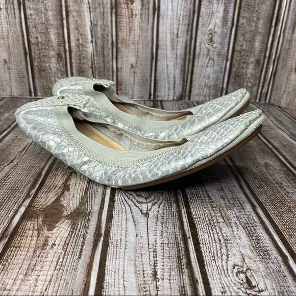 Yosi Samra leather foldable ballet flats silver - size 10